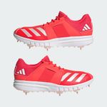 2025 adidas Howzat Spike 2.0 Senior Cricket Shoes Red/Mettalic/Red - Free P&P