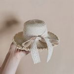Handmade Doll's Woven Straw Hat Ribbon Ragdoll Clothes Cap Accessories Ornament
