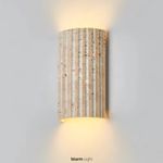 Oval Natural Yellow Travertine Wall Light Bedside Study Stone Wall Sconce