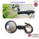 2 Bike Mirrors For Rear View Safety 360 Degree Rotating  - Universal Handlebar