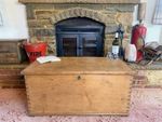 Old Antique Pine Chest, Vintage Wooden Storage Trunk, Blanket Box, Coffee Table.