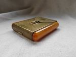 VINTAGE MASCOT ASB METAL FAUX AMBER CIGARETTE CASE / LADIES POWDER COMPACT