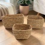Natural Seagrass Square Baskets - Set of 3