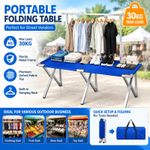 Folding Table Flea Market Stall Table with Adjustable Rack ＆ Hooks 200*70*170cm
