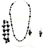Victorian Gothic Black French Jet Glass Jewelry Set Vintage Curated