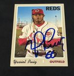 YASIEL PUIG SIGNED 2019 TOPPS HERITAGE BASEBALL CARD IP AUTO 541 CINCINNATI REDS