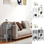 Side Table Set of 2, Bedside Table Set with Drawer and Storage Shelf Refurbished