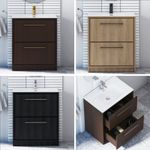 Floor Standing Bathroom Sink Vanity Unit Furniture Cabinet 2 Drawer 600/700/800
