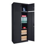 Extra Tall 225cm Storage Cabinet Lockable Steel Garage Office Workshop Cupboard