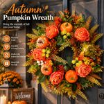 Autumn Halloween Front Door Wreath Artificial Pumpkin Harvest Wall Decoration