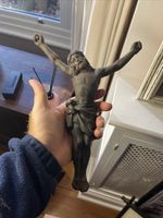 Vintage Cast Iron Christ Statue Wall Hanging 12” Tall