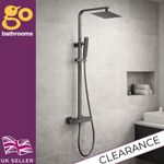 Gun Metal Thermostatic Shower Column Square Rainfall Head & Handheld Shower