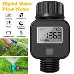 Digital Water Flow Meter 3/4" Garden Hose Flow Rate Gallon Liters Measure IPX5