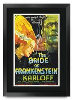 Bride of Frankenstein Movie Poster Signed Printed Autograph A3 Framed