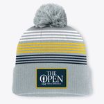 The Open Golf Beanie 154th Royal Birkdale Stripe Bobble Grey Mens Official