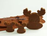 4+1 Reindeer Silicone Mould Christmas Chocolate Candy Cookie Cake Resin Wax Melt