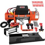 WINCHMAX 9000LB RATING STEEL ROPE 12V Winch Mounting Plate & Remotes - [ 1054 ]