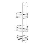 LIVIVO Over Shower Door Hanging Rack Chrome 3 Tier Bathroom Caddy Storage
