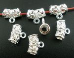 Pendant Bails Beads - 40 pcs - Silver Plated - Scroll Pattern - 11 x 5mm