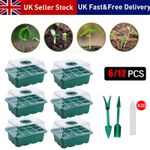 12Pack 144 Cells Propagator Growing Thicken Seedling Starter Growing Trays Lids