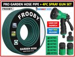 Garden Hose Pipe Reel Tough Reinforced Outdoor Hosepipe Metres + SPRAY Gun Set