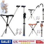 Folding Walking Stick Seat Aluminium Cane Chair Stool for Senior 150kg Loading .