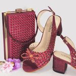 Italian Design Full Drill Elegant Wine Evening High Heels Wedding Party Shoes
