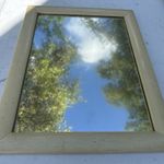 Antique Wall Hanging Mirror Thick Wood vintage farmhouse Decor old foxing murky