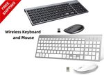 UK QWERTY 2.4G Wireless Keyboard Mouse Combo Silent Ergonomic for Office Laptop