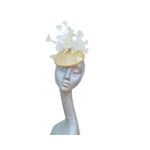 Sicily - Lemon & White Feather Buntal Pillbox WEDDING ASCOT
