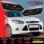 Ford Focus Mk3 2011-2015 Black LED DRL Headlights Upgrade Projector Xenon Look