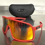 Oakley Sutro Lite Cycling Sunglasses Red Plastic Frame Gold Mirrored UV400 Case