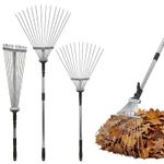 Adjustable Garden Rake 25 Tine Extendable Metal Leaf Lawn Rake 78-165cm