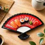 Japanese Tableware Ceramic Sushi Plate Divided Dumpling Plate with Vinegar Plate