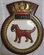 HMS Astute Ship Crest Plaque–Hand-Painted, Solid Mahogany Mount, 915g Royal Navy