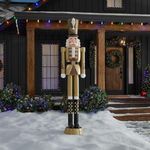Home Accents Holiday 8 FT Giant LED Gold Nutcracker LifeEyes LCD Eyes 25SV25228