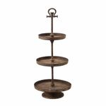 Vintage Distressed Metal Stand with Three Trays Sturdy for Hotel, Patio