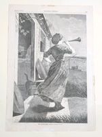 "The Dinner Horn" Harper's Weekly June 11th, 1870 Original Drawn Winslow Homer."