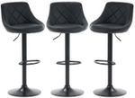 3 X BLACK  Bar stools , CORDOBA, set of 3,, Matt Black Metal