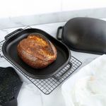 2-in-1 Cast Iron Bread Baking Pot Seasoned Dutch Oven Baking Tray Loaf Pan w Lid