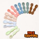 Baby Silicone Spoon Fork Set Soft BPA Free Training Feeding Cutlery Kids
