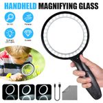 Magnifying Glass 60X Handheld Magnifier Reading Jewelry Loupe With 33 LED Light