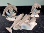 Vintage Highbank Porcelain Lochgilphead Scotland Dolphin Family Figurines x 3 