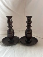 Vintage Wooden Candlesticks X 2, Unusual Candlesticks Vintage Handmade Home