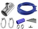 Dump Valve Fitting Kit 63mm Alloy T-Piece for 25mm BOV - BLUE Silicone 2.5"