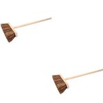 2pc Cleenol Stiff Bristle Wooden Broom Head & Handle - 12in. - 135512WH - Pack
