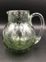 Green Blown Art Bubble Glass 6” Pitcher