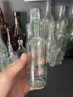 Vintage Retro Hendersons Relish Sheffield Blue Green Embossed Bottle