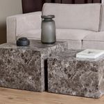 Dice Square Coffee Table Set of two in Light Brown Emperador Rough Paper RRP:260
