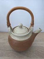 Winchcombe Pottery Teapot Vintage Studio Pottery Bamboo Handle English Stoneware